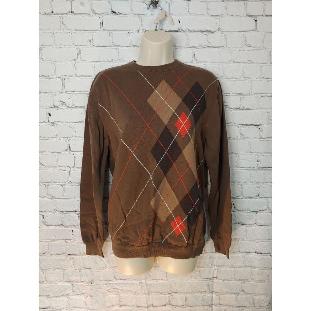 Old Navy Kids Boys Size XXL (18) Brown Argyle Knit Pullover Sweater.
